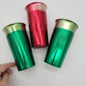 Set of 3 Vintage Steelmasters Aluminum Tumblers Red & Green